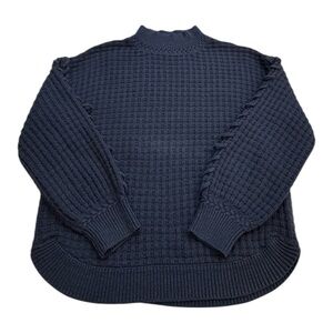 Democracy Mock Neck Waffle Weave Sweater Size M